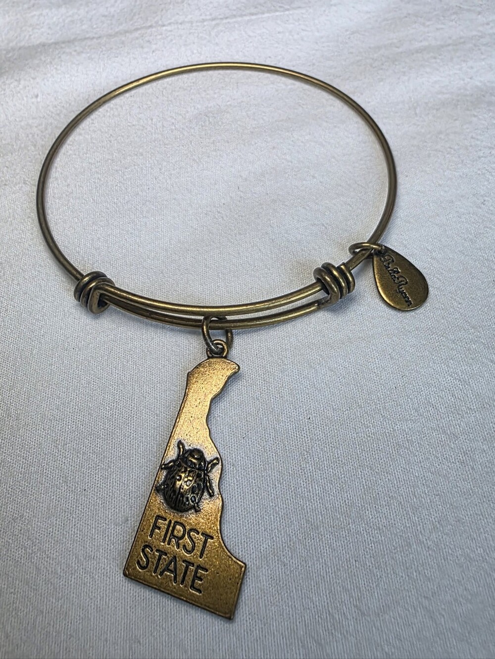 Bella Ryann Antique Gold 'First State' Delaware Charm Bangle Bracelet